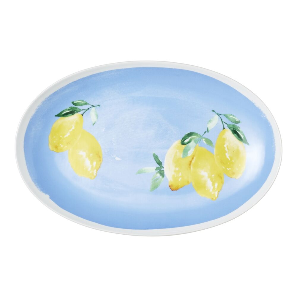 Porto 40cm Multi-Coloured Porcelain Limone Oval Serving Platter Plate
