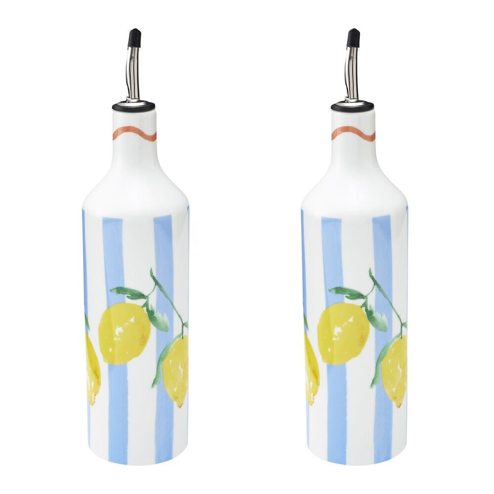 Porto Limone Stoneware Kitchen Oil Storage Bottle 700ml Multi-Coloured (2 Pack)