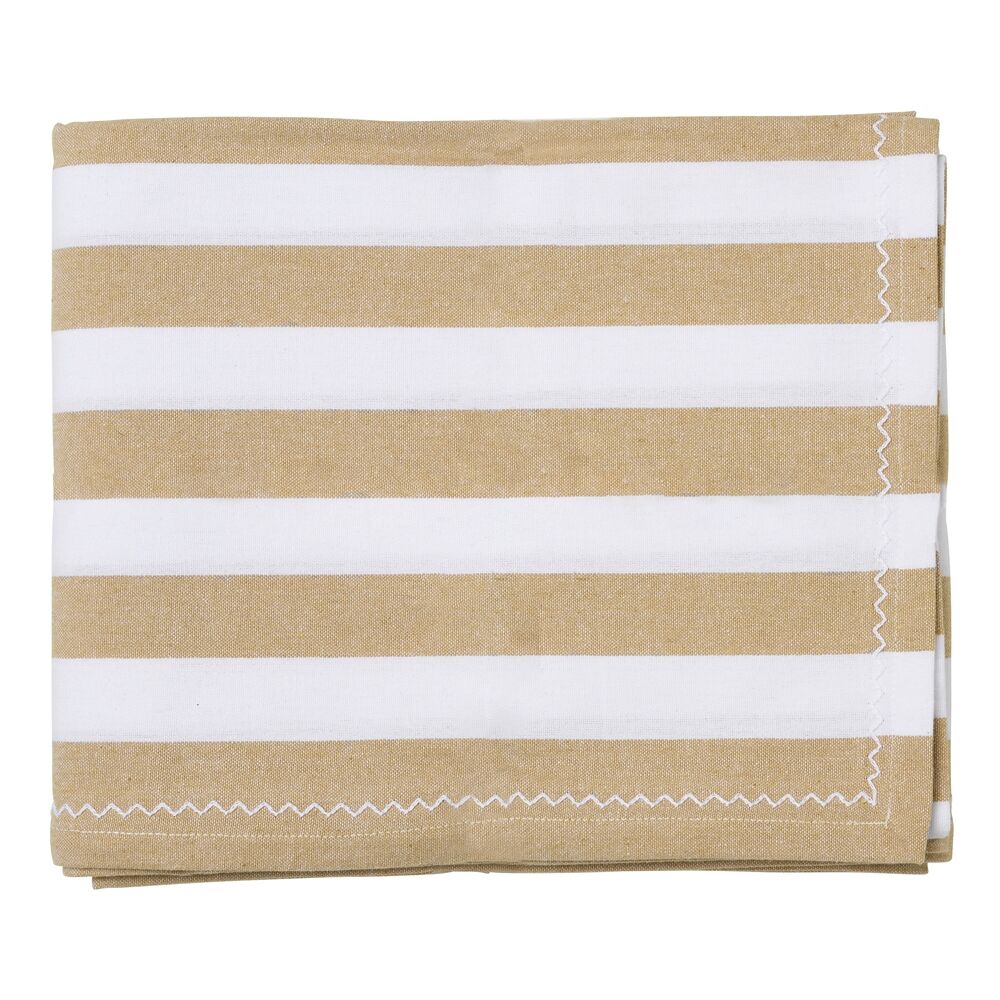Porto 150x230cm Almond Lola Cotton Striped Dining Table Cloth Cover