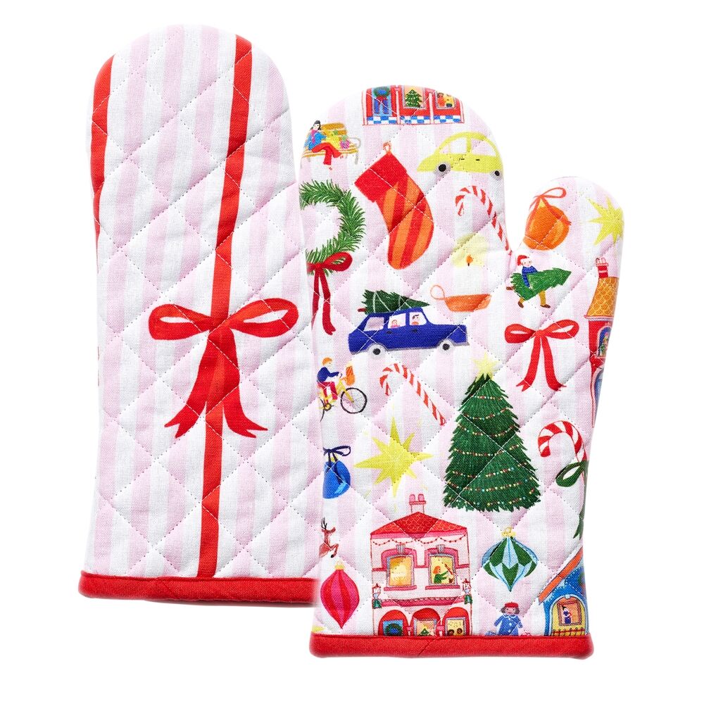 Porto 2pc Porto 100% Cotton Night Before Oven Mitts 32x18cm Multi-Coloured (2 Pack) — image 2