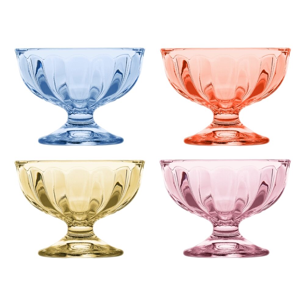 Porto 4pc Porto Soda Lime Glass Dessert Icecream Cups 130ml Citron, Ruby, Sky, Rose (2 Pack) — image 2