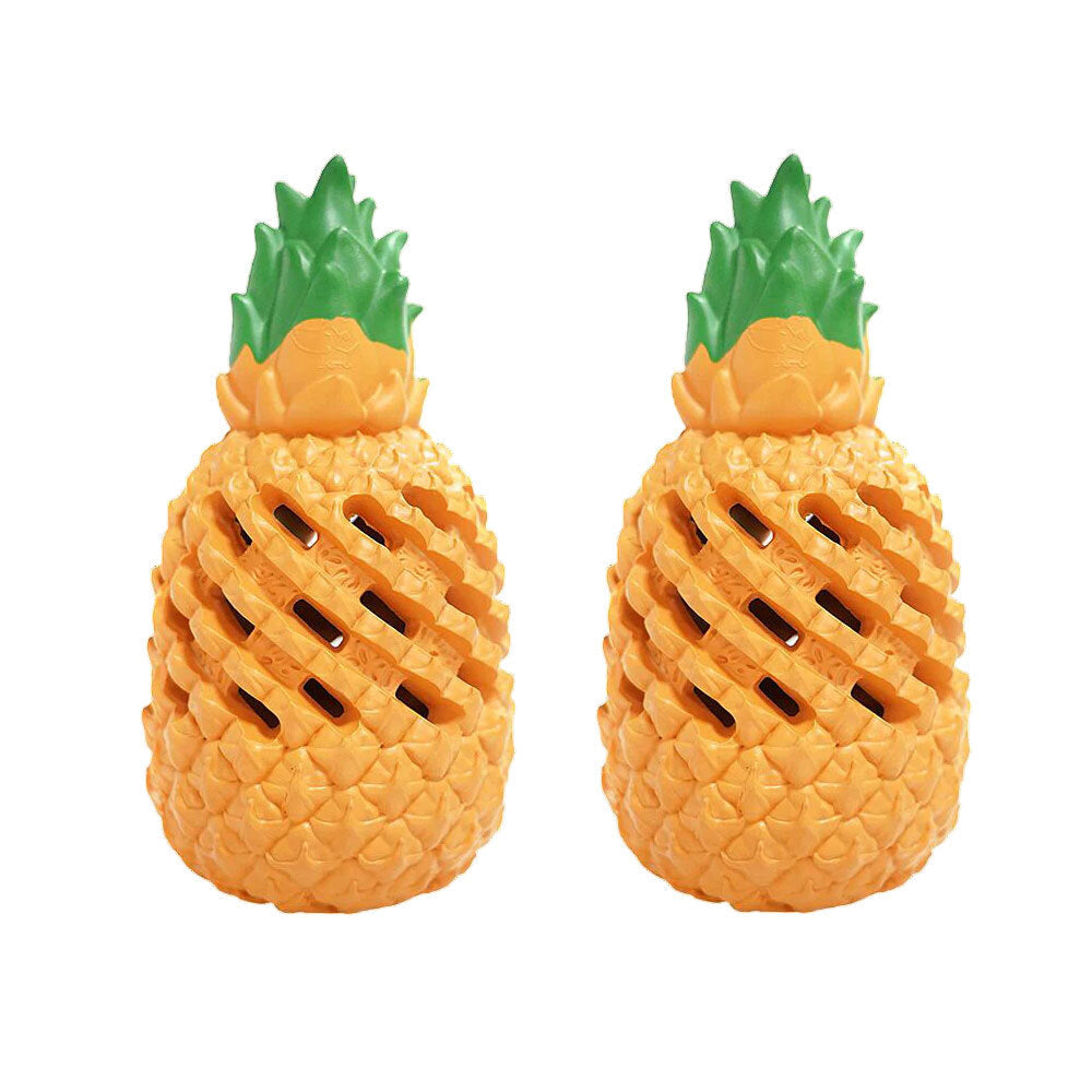 Petopia Ultra Tough 9cm Rubber Pawsome Pineapple Dog Toy Mini - Orange (2 Pack)