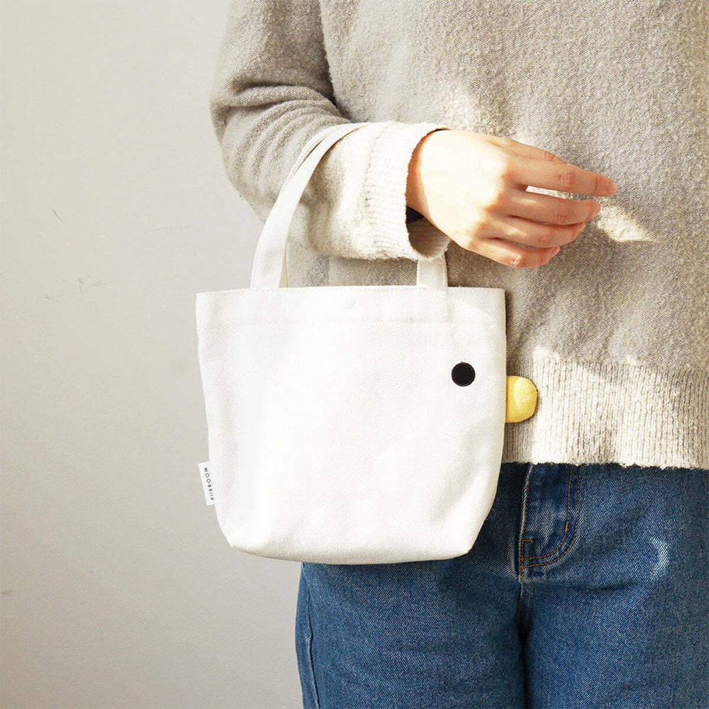 Purroom 23x21cm Cotton/Canvas Chick Women Tote Bag Travel Handbag Small White — image 2