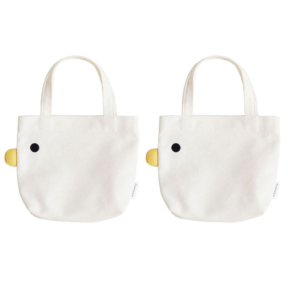 Purroom 23x21cm Cotton/Canvas Chick Women Tote Bag Travel Handbag Small White (2 Pack)