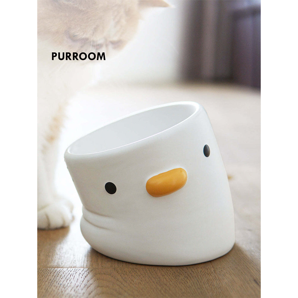 Purrom Purroom Tilted Elevated 15cm Chick Ceramic Pet Bowl Cat/Dog Meal/Feeder White — image 2