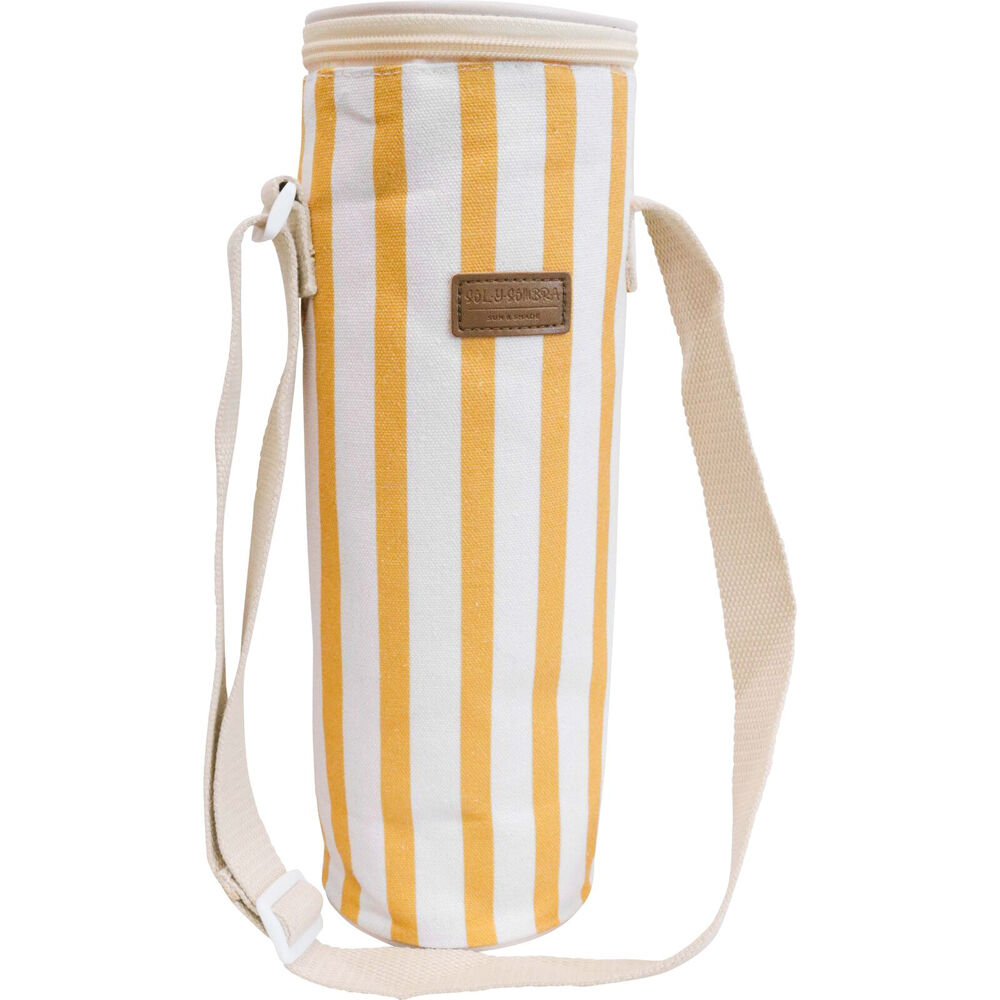 LVD 12x33cm Yellow/White Stripes Sun Insulated Canvas Wine Cooler Bag