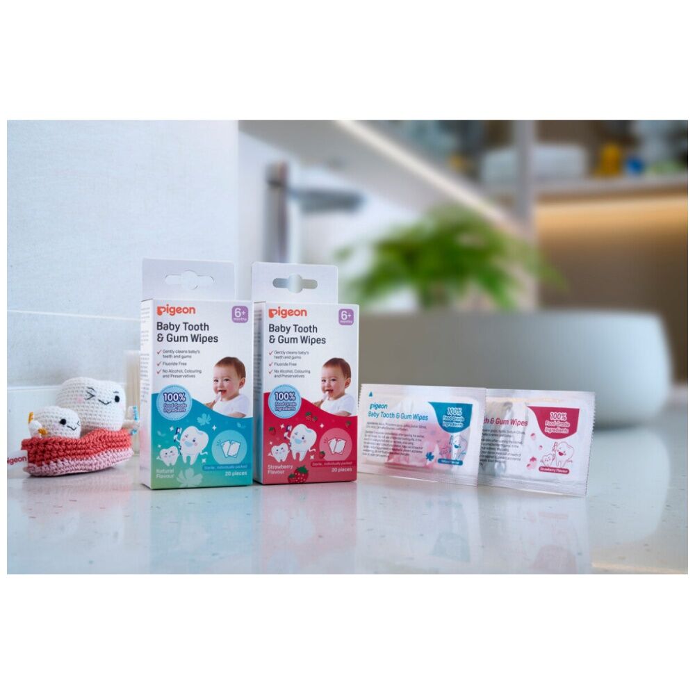 Pigeon Baby Tooth & Gum Wipes Flouride Free Sterilised Sachets 6m+ (20 Pieces) — image 3