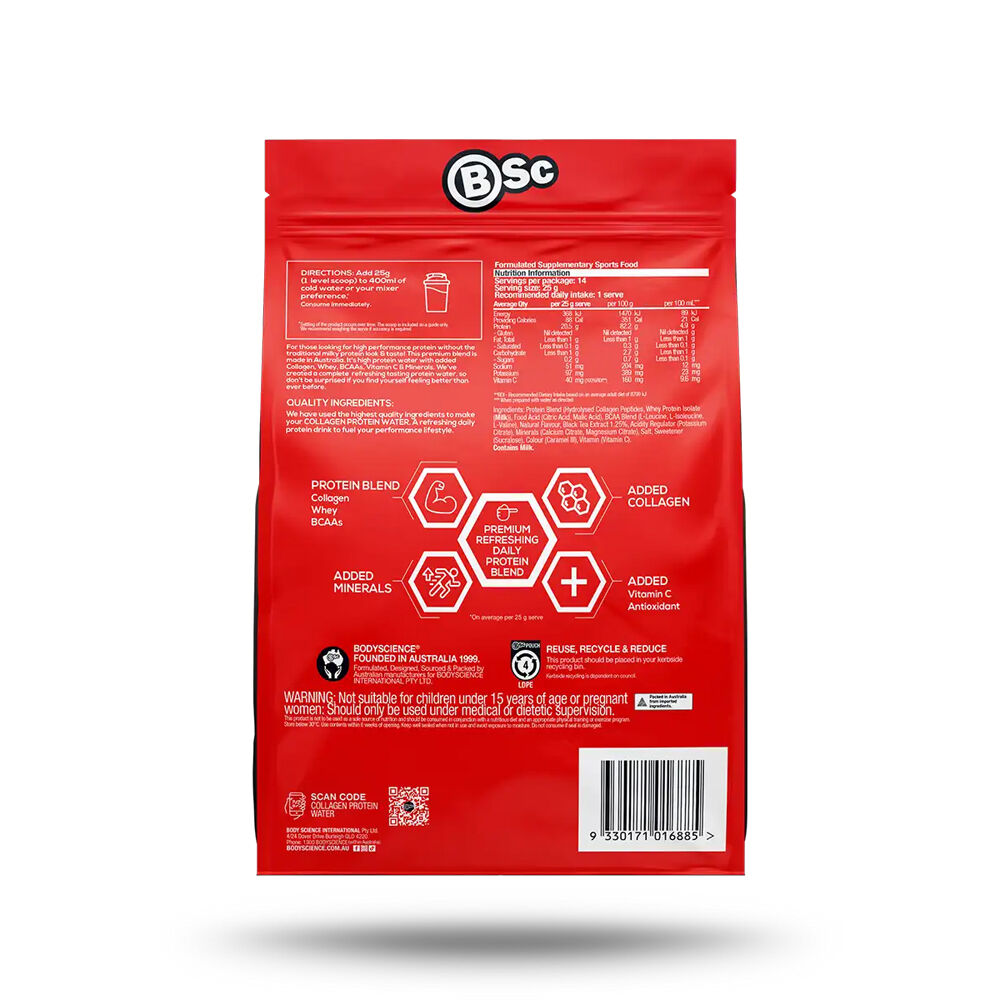 BSc 350g Peach Iced Tea Collagen Protein Water Drink Mix Post Workout — image 2