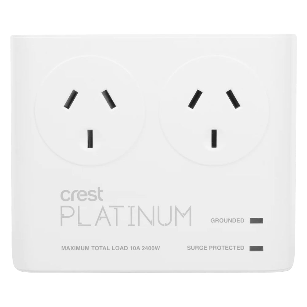 Crest Platinum 2-Socket 2400W Surge/Device Protector AU/NZ Adapter Plug White — image 2