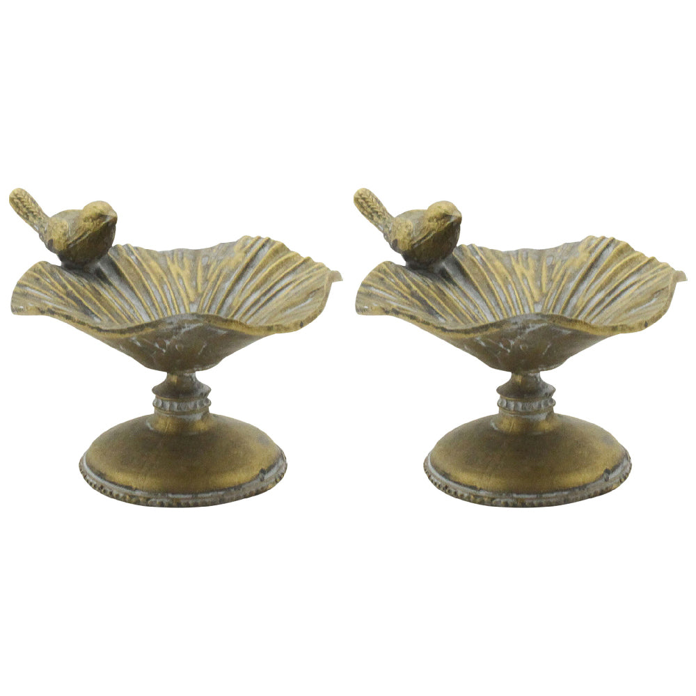 LVD Trinket Dish Bird Garden/Yard Outdoor/Indoor Home Decor 11.8 cm Ant/Gold (2 Pack)