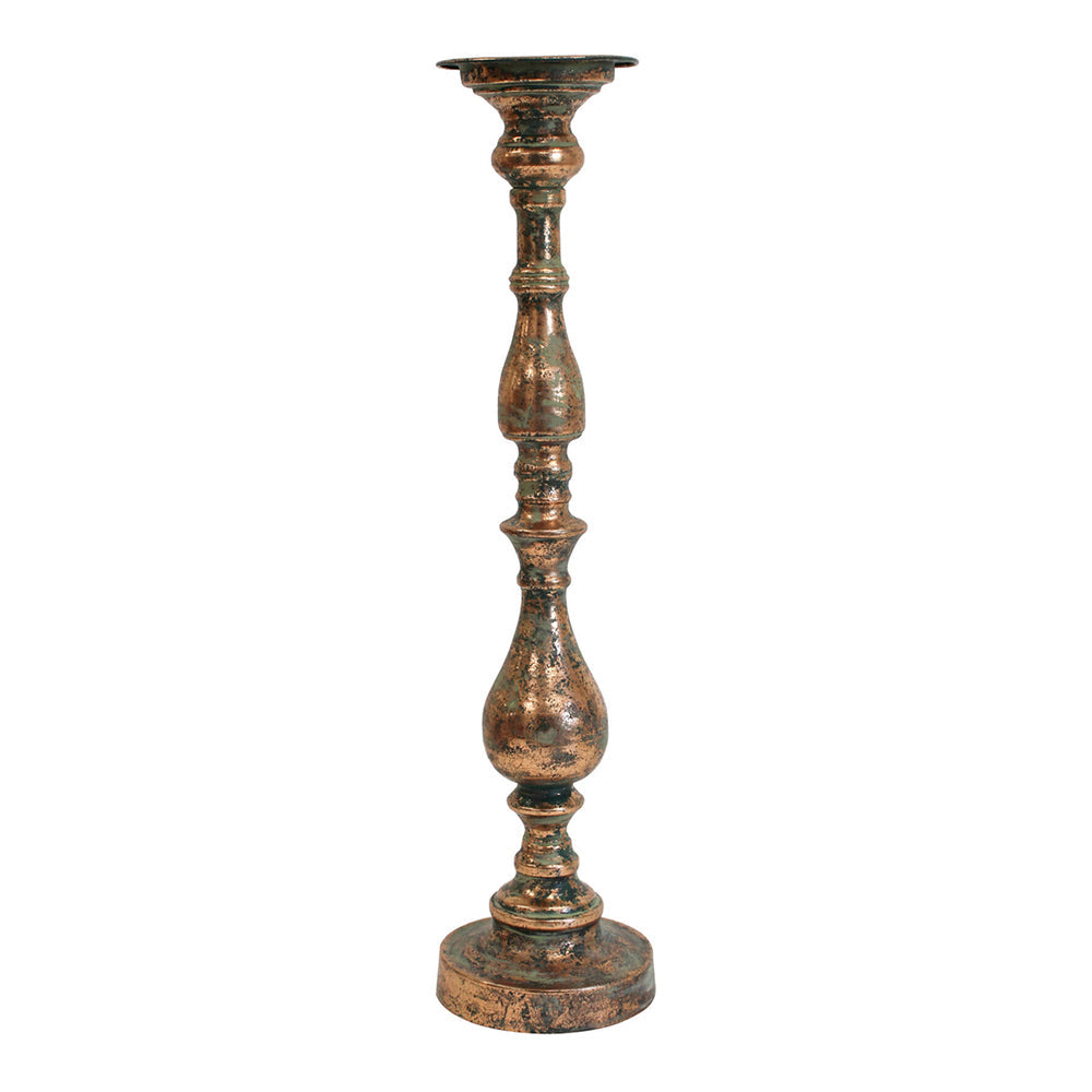 LVD Metal 54cm Aged Pillar Candle Holder Stand Home Tabletop Display Decor Brown