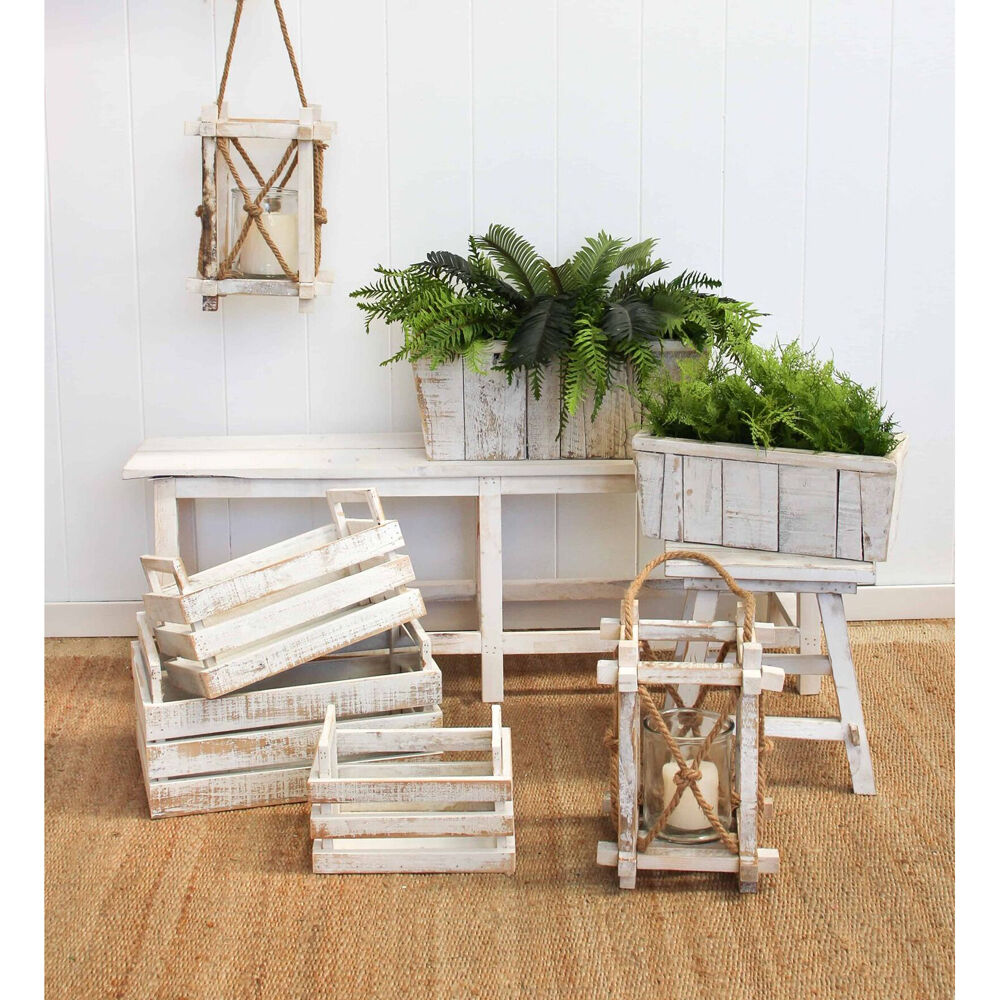 LVD Wooden Metal Outdoor Planter Boxes Set 49x26/41.5x19cm White Wash (2 Pieces) — image 2