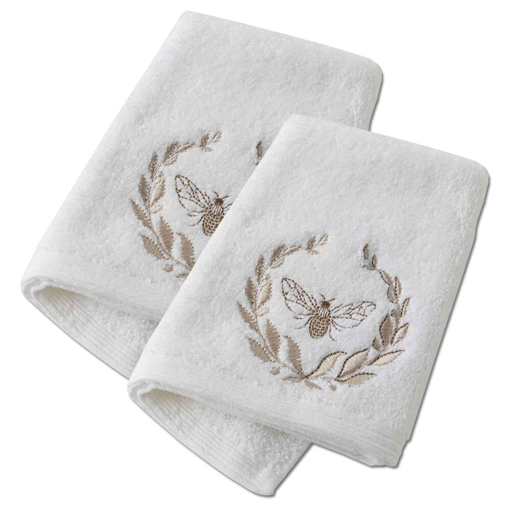 Pilbeam Living White Bee Cotton Face Washer 2cm Absorbent Soft Towel Cloth (2 Pack)