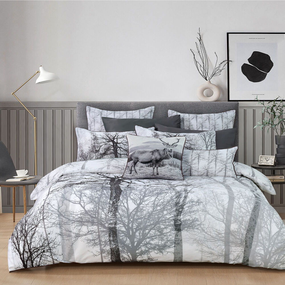 Bianca Myrtleford Cotton Sateen Quilt Cover Pillowcase Set Grey