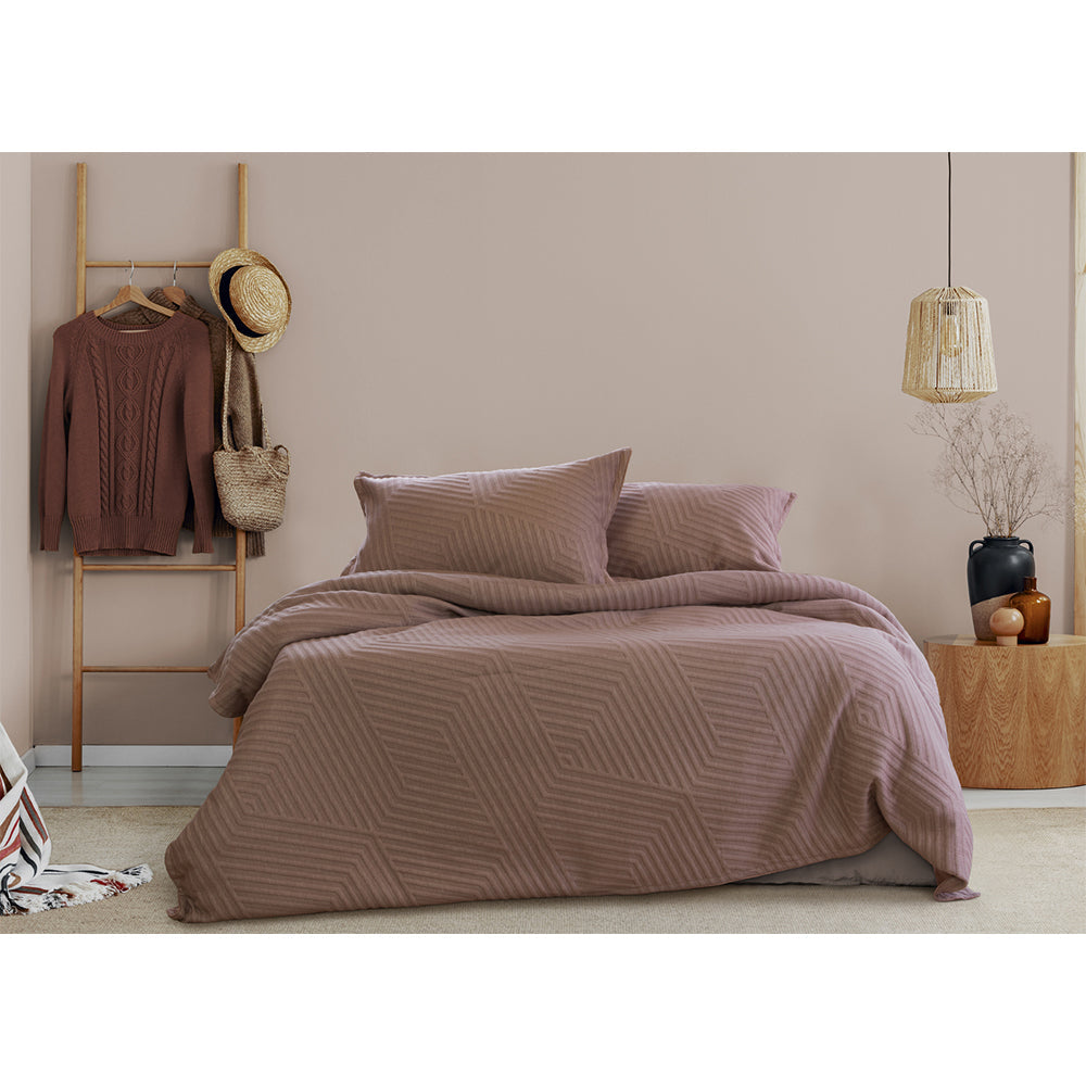 Ardor Boudior Bed Pillowcase Quilt Cover Set Alton Jacquard Burlwood — King