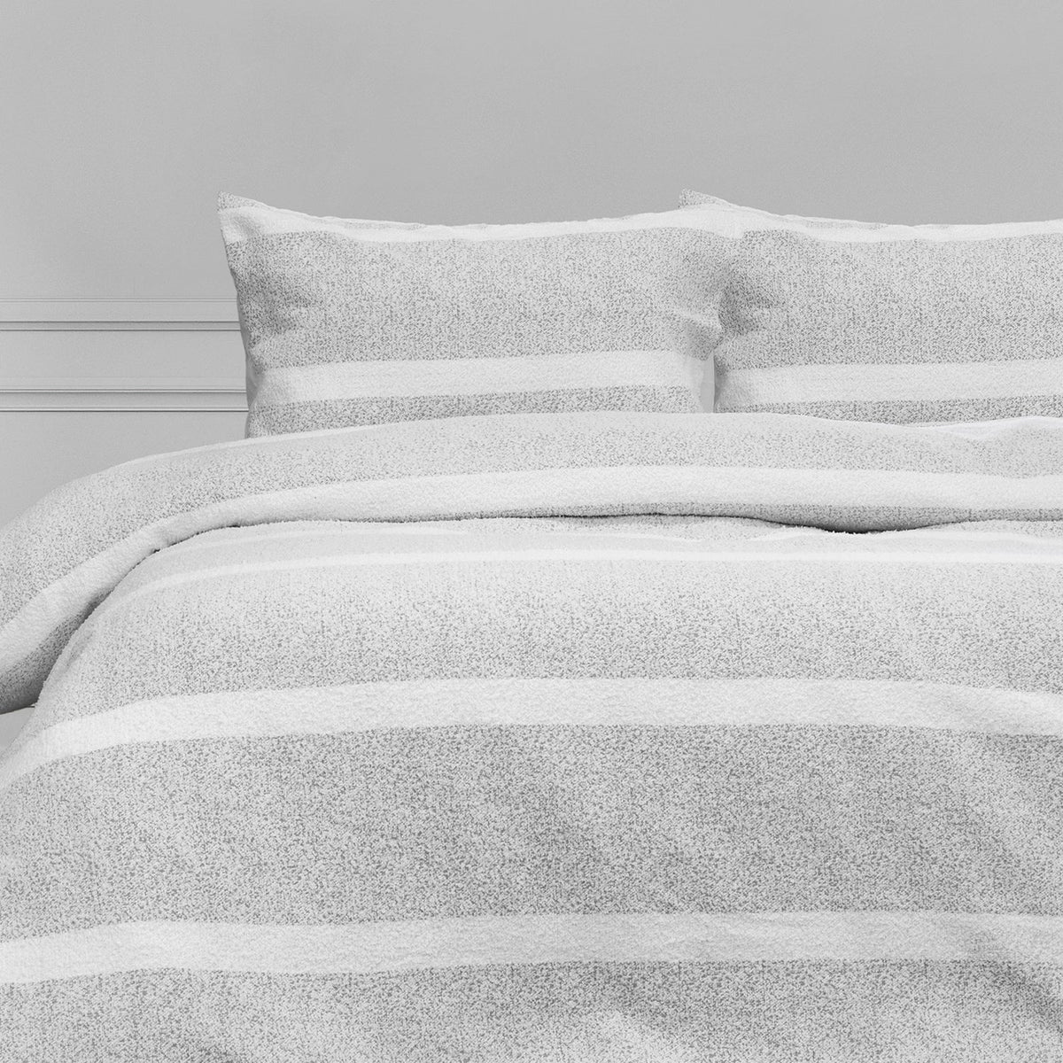 Ardor Boudior Queen Bed Liam Chenille Striped Pillowcase Quilt Cover Set Grey — image 2