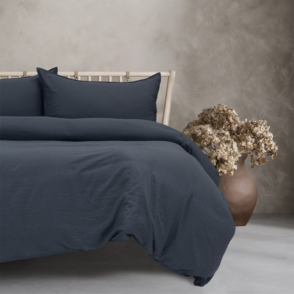 Ardor Boudoir Vintage Washed Bed Quilt Cover Set Navy — image 2