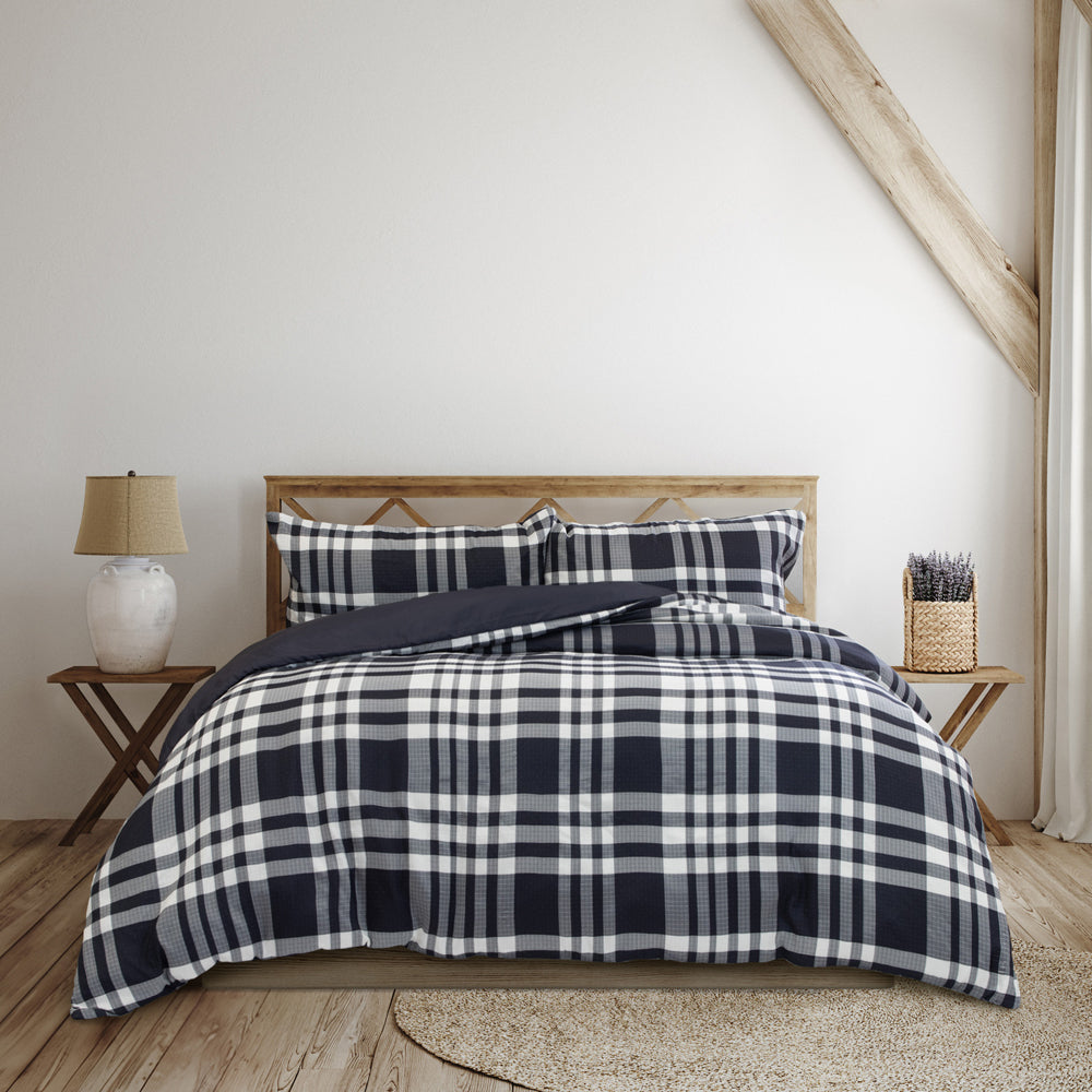 Ardor Boudoir Ronan Yarn Jacquard Polyester Quilt Cover/Set Set Navy