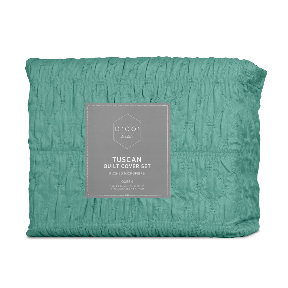 Ardor Boudoir Tuscan Ruched Polyester Quilt Set Teal — image 4