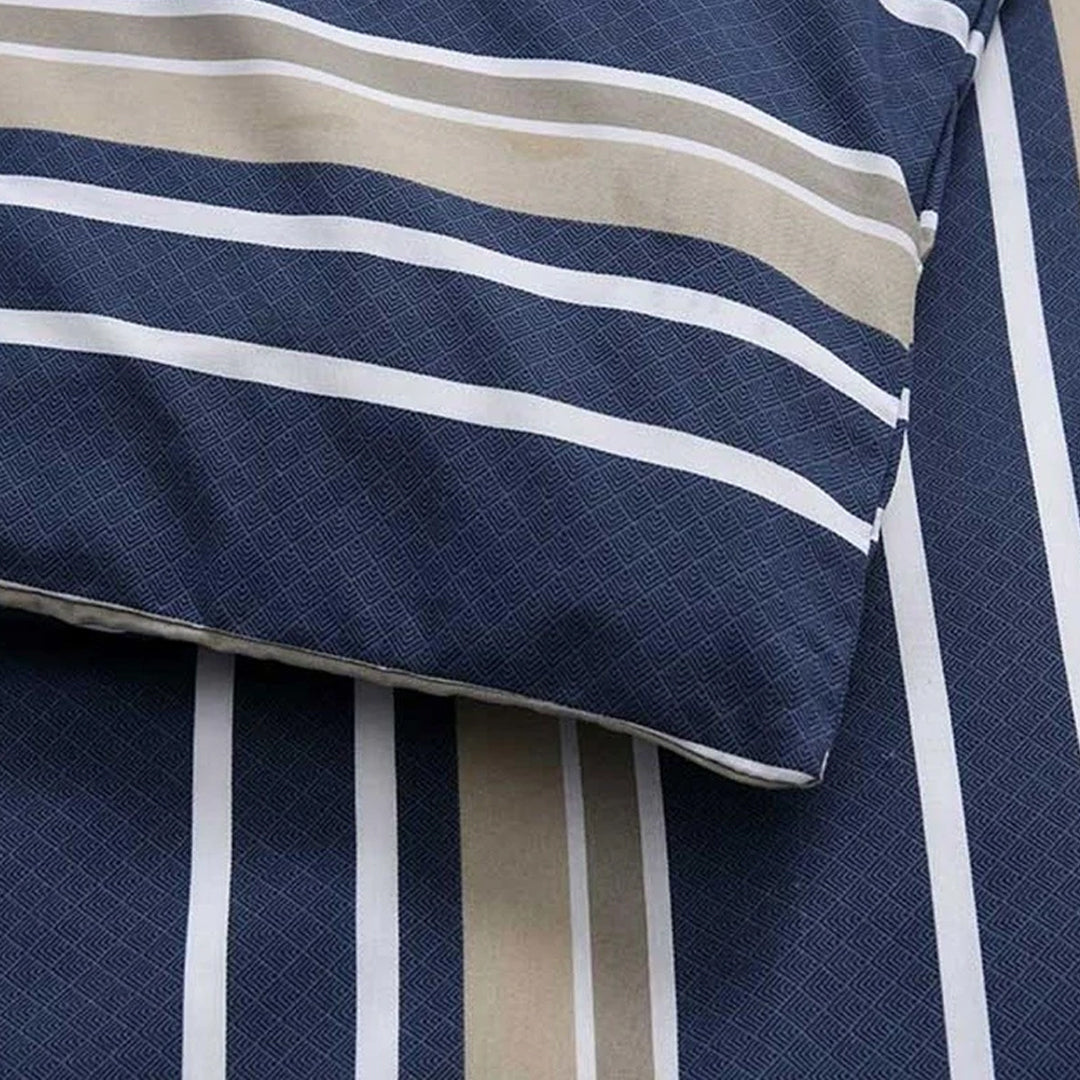 Jason Commercial King Bed Brighton Quilt Cover Set 240x210cm Blue/Oatmeal Stripe — image 2
