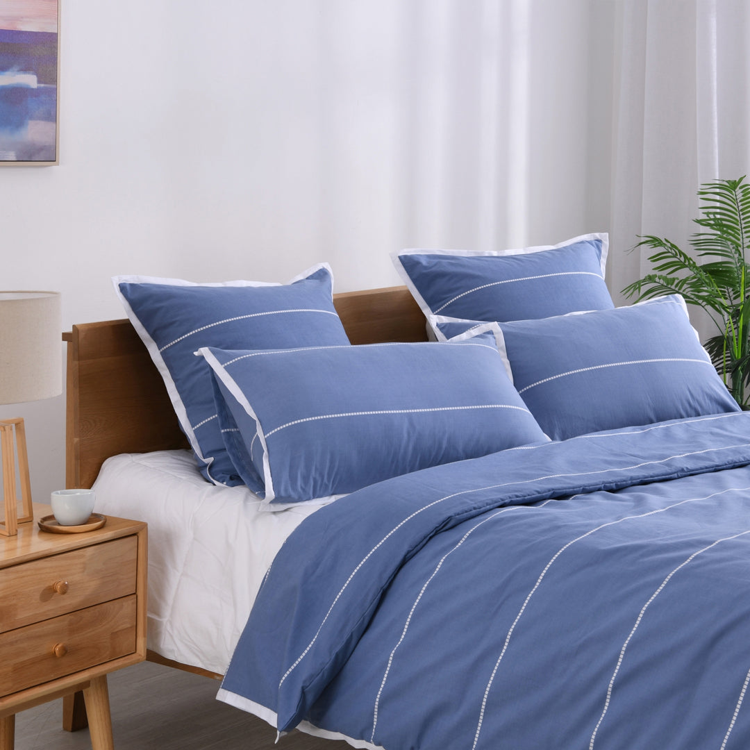 Jason Commercial King Bed Calista Printed Quilt Cover Set 240x210cm Indigo — image 2