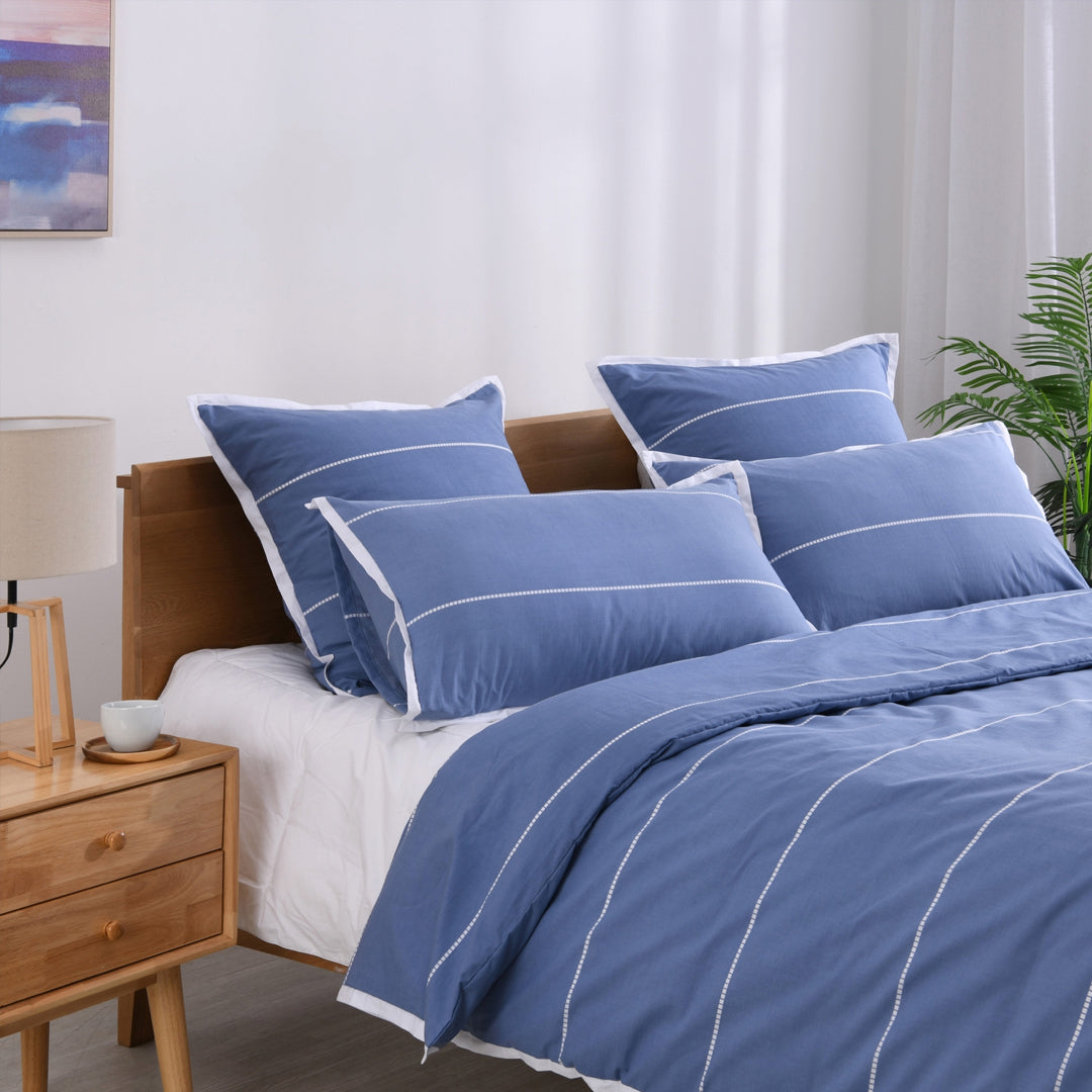 Jason Commercial Queen Bed Calista Printed Quilt Cover Set 210x210cm Indigo — image 2