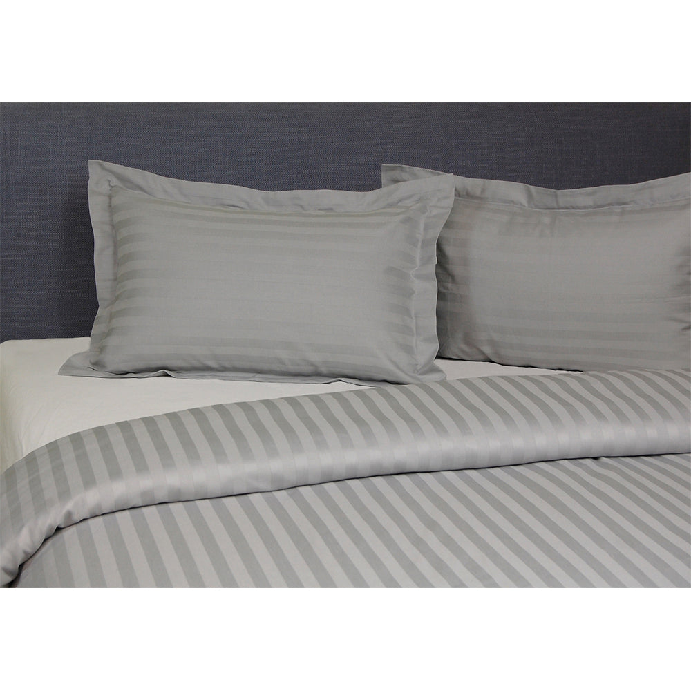 Jason Commercial Single Bed Premium Satin Stripe Quilt Cover Set 140x210cm SLVR