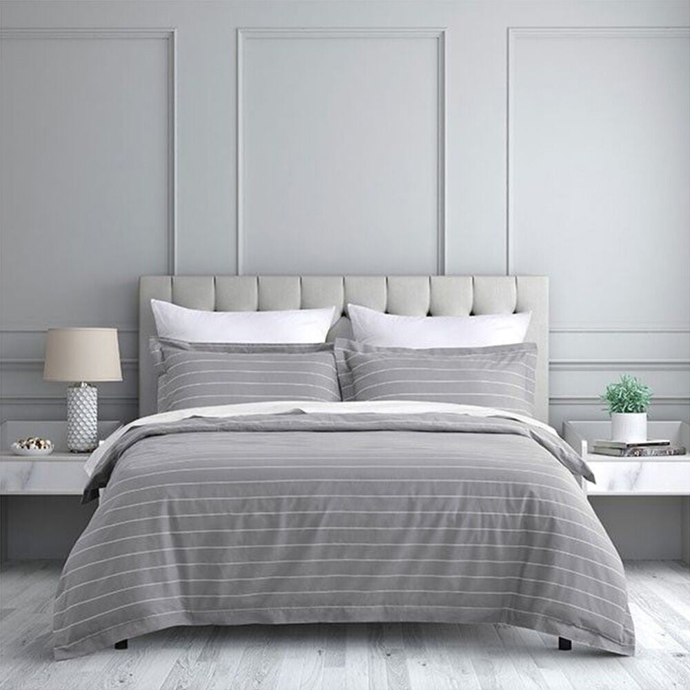 Jason Commercial Studio Stripe Quilt Cover Set Silver