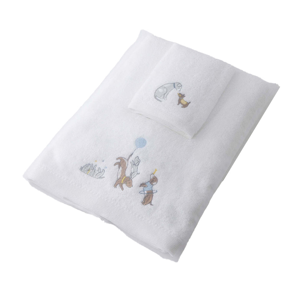 Jiggle & Giggle Puppy Play Bath Towel & Face Washer in Organza Bag 0y+ (2 Pieces)