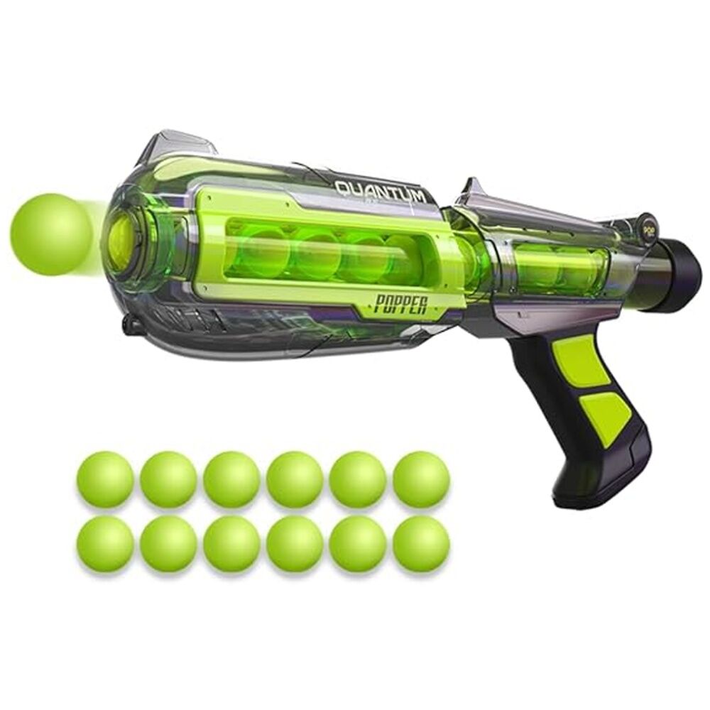 Pop Bro Quantum Popper w/ 12 Foam Balls Children/Kids Green/Blue 3y+ Assorted