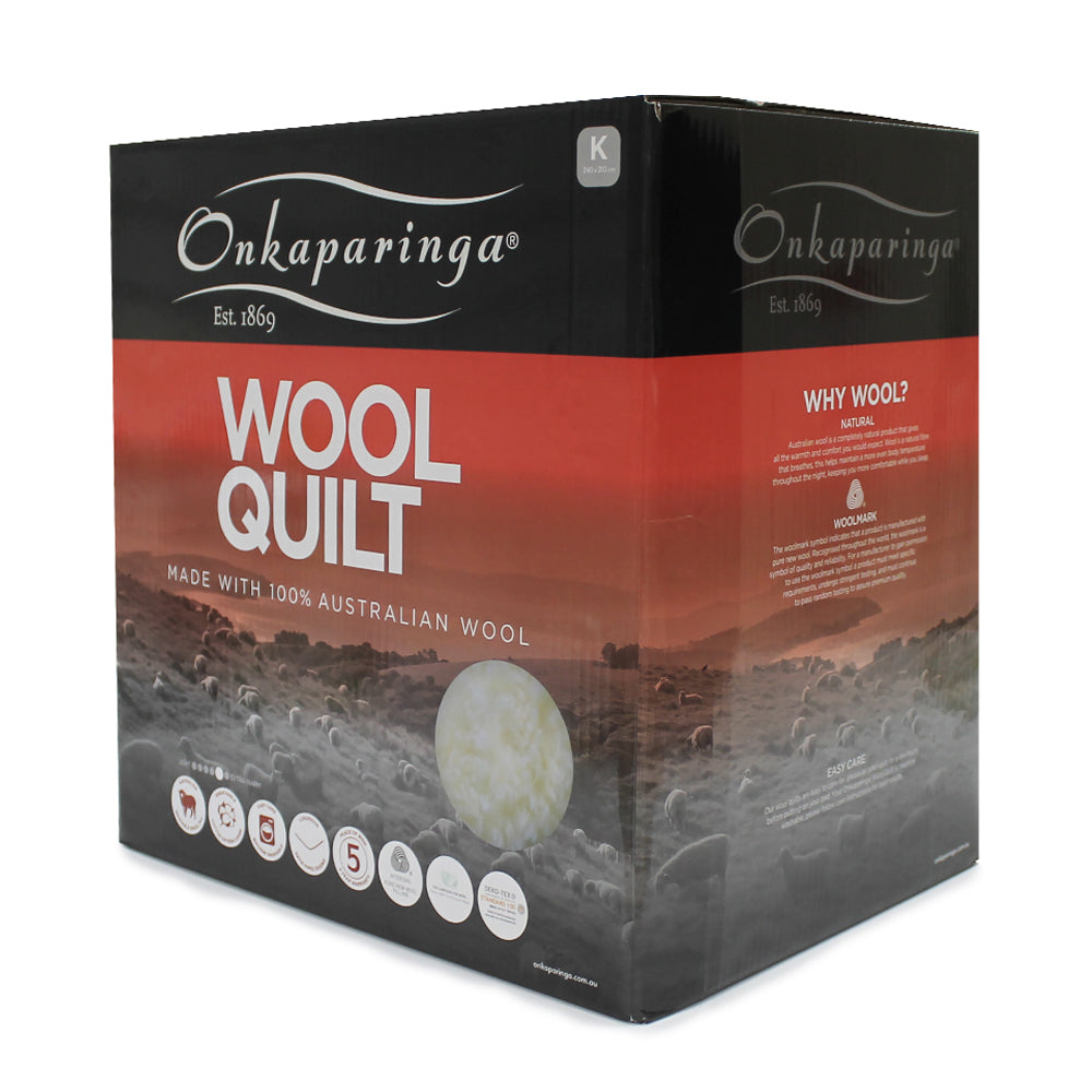 Onkaparinga Queen Bed Winter Satin Wool-Filled Quilt Blanket 210 x 210cm White — image 2