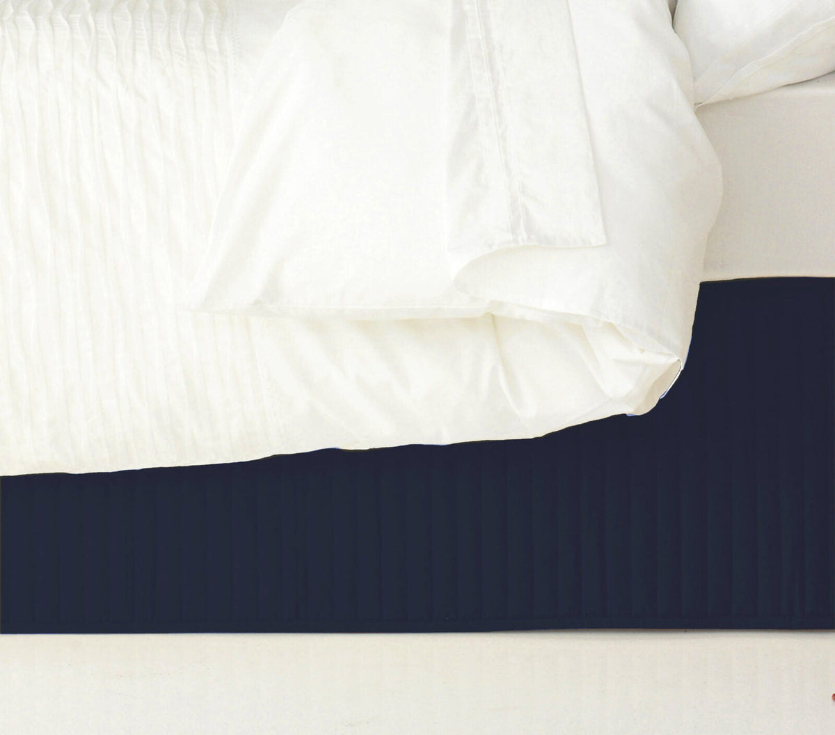 Ardor Boudoir Single Bed Size Quilted Valance Base Skirt Cover Home Bedding Navy — image 2