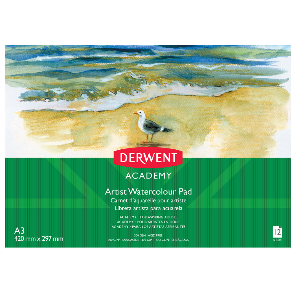 Derwent Academy Watercolour A3 Landscape Paper Pad 12 Sheet 300Gsm (4 Pack) — image 2
