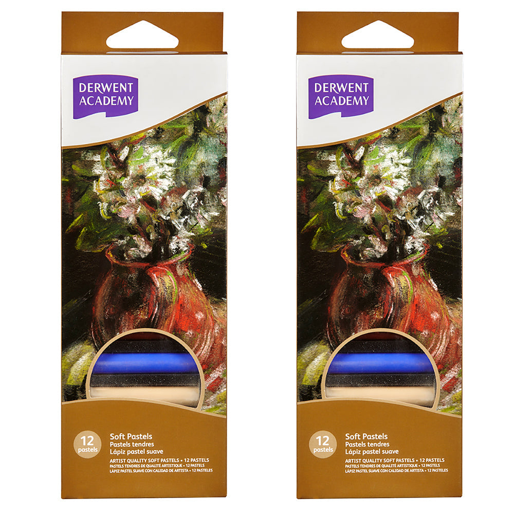 Derwent 12pc Derwent Academy Assorted Colour Soft Pastels Crayon Colouring/Painting (2 Pack)