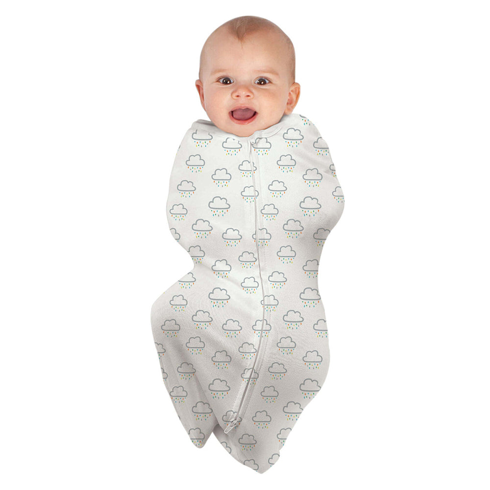 Baby Studio Infant Soft Swaddle Pouch Clouds Organic Cotton 1.0 Tog Size Large