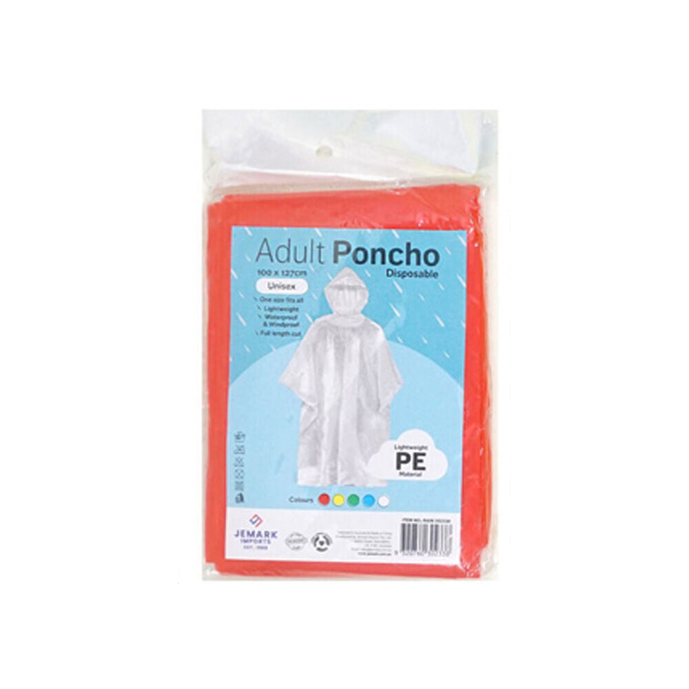 Jemark Adult Disposable Waterproof Poncho Rain Cover 100x127cm Assorted (12 Pack) — image 2
