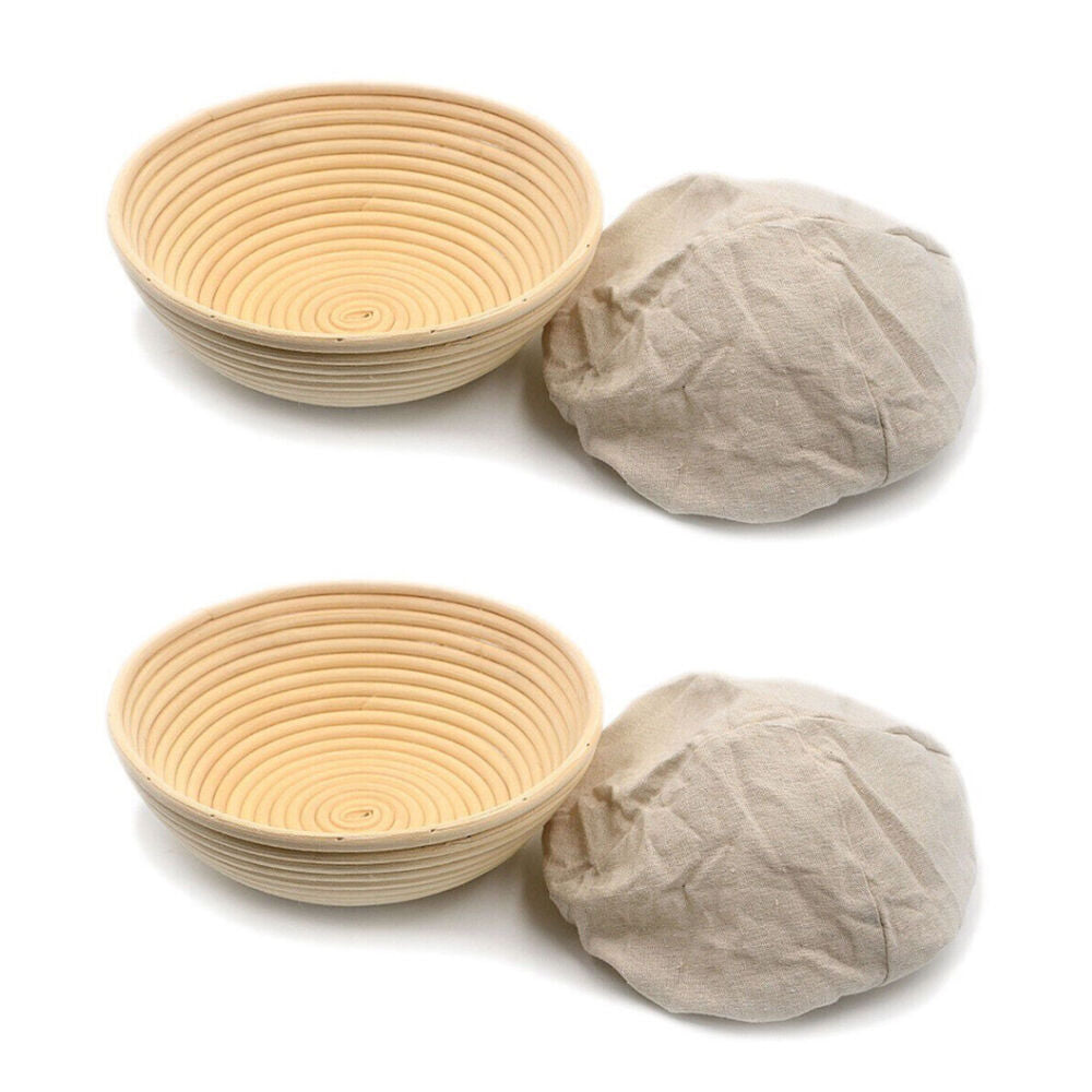 Brunswick Bakers Round Rattan 25cm Bread Banneton w/ Lining Sourdough Basket (2 Pack)