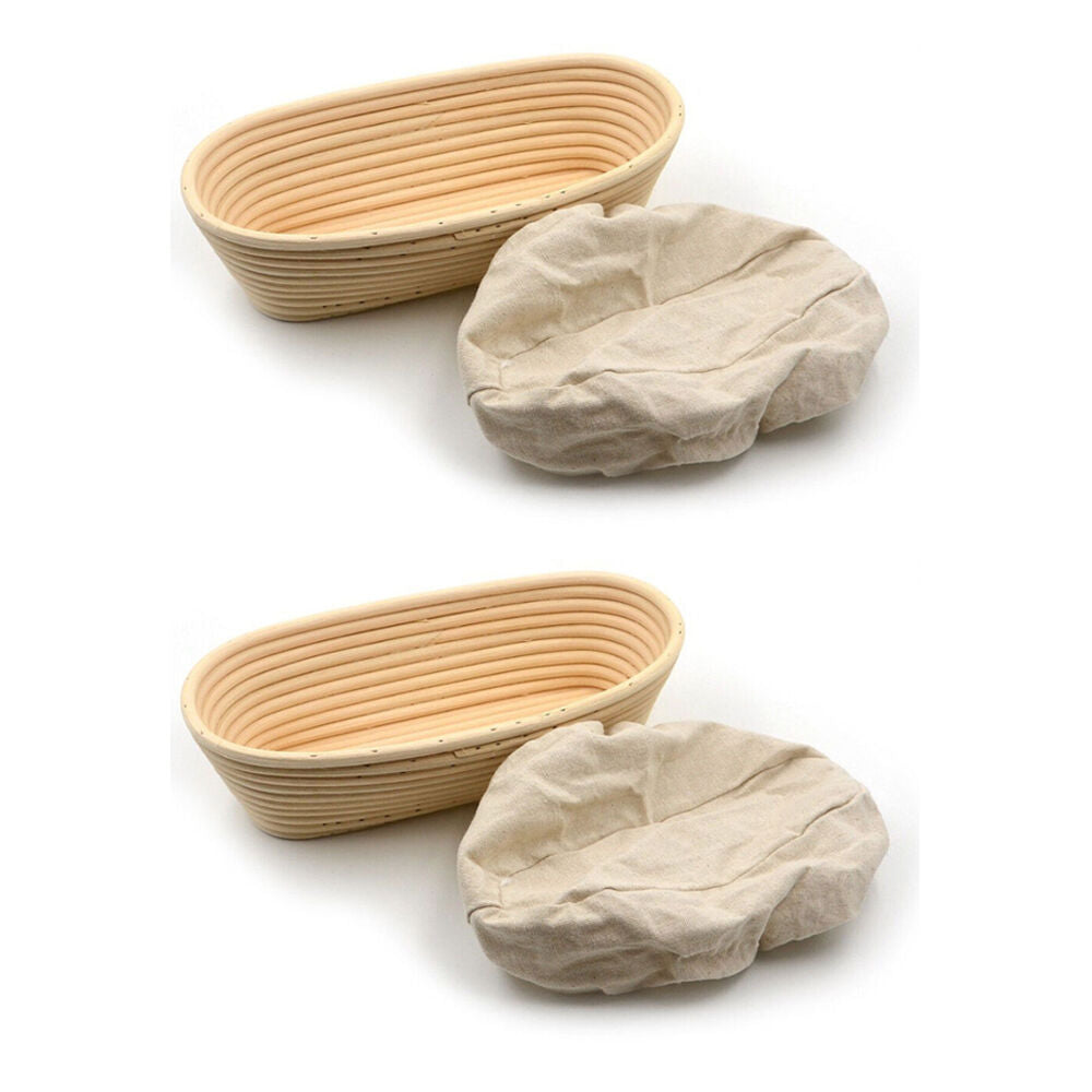 Brunswick Bakers Oval Rattan 23cm Bread Banneton w/ Lining Sourdough Basket (2 Pack)