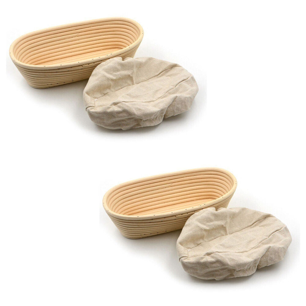 Brunswick Bakers Oval Rattan 35cm Bread Banneton w/ Lining Sourdough Basket (2 Pack)