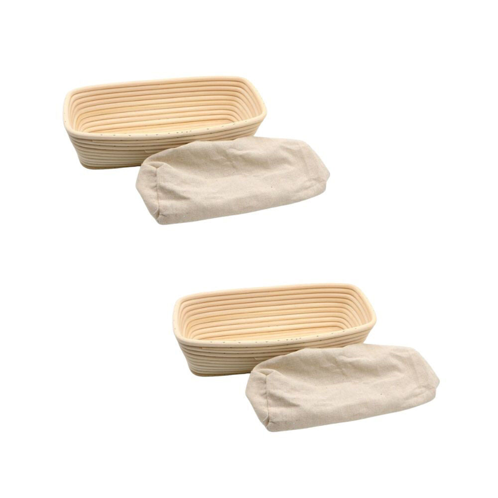 Brunswick Bakers Rectangle Rattan 26cm Bread Banneton w/ Lining (2 Pack)