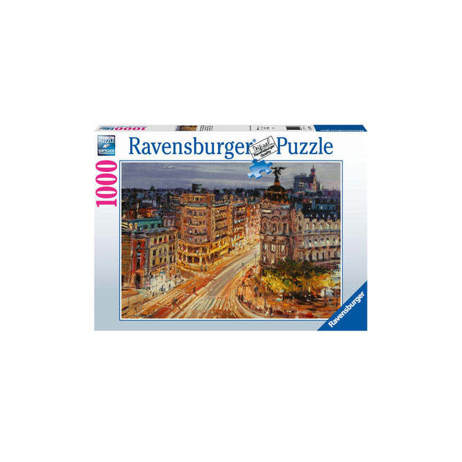 Ravensburger Gran Via Madrid Jigsaw Themed Puzzle Piece Family Set (1000 Pieces)