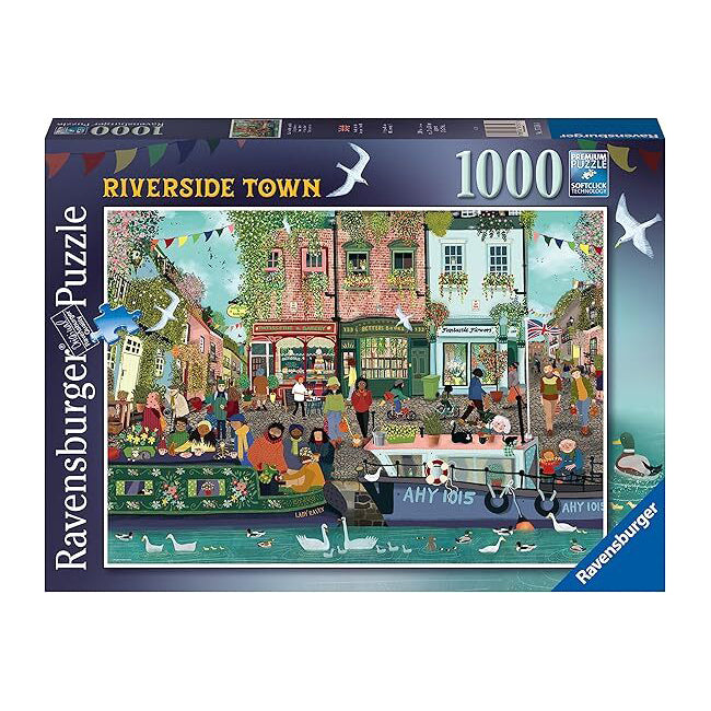 Ravensburger Riverside Town Jigsaw Puzzle Piece Interactive Family Set (1000 Pieces)