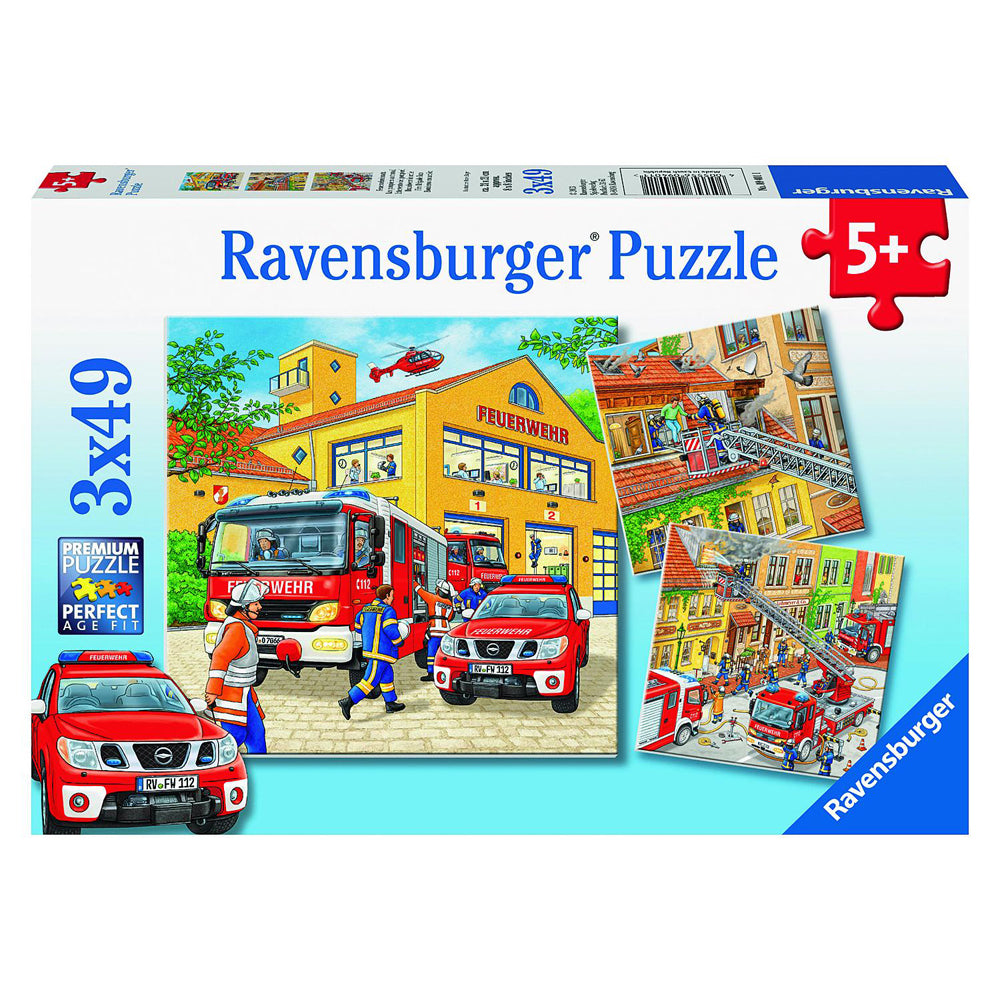 Ravensburger 3x49pc Ravensburger Fire Brigade Run Kids/Childrens Jigsaw Puzzle Set 5y+