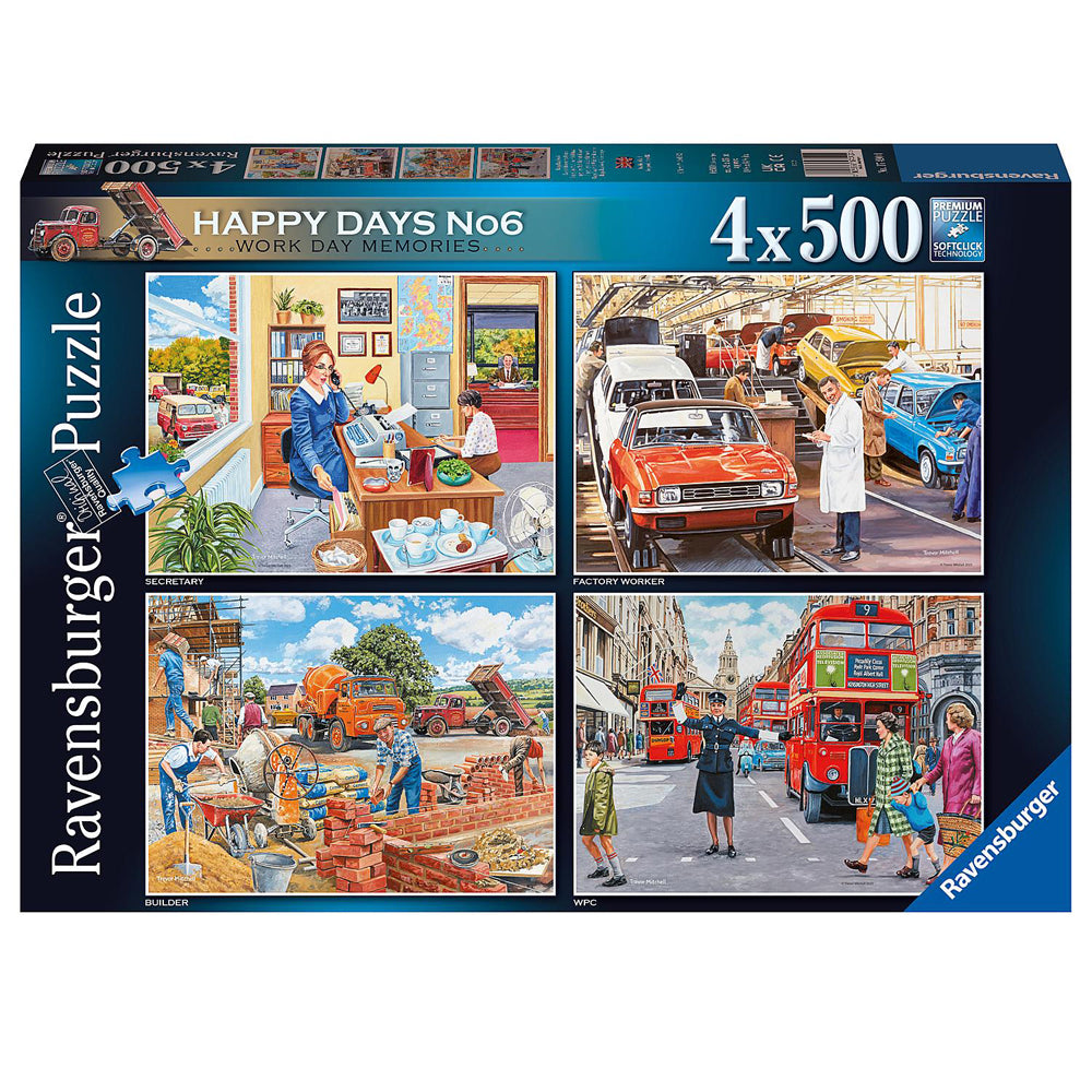 Ravensburger 4x500pc Ravensburger Happy Days No6 Work Day Memories Jigsaw Puzzle 49x36cm