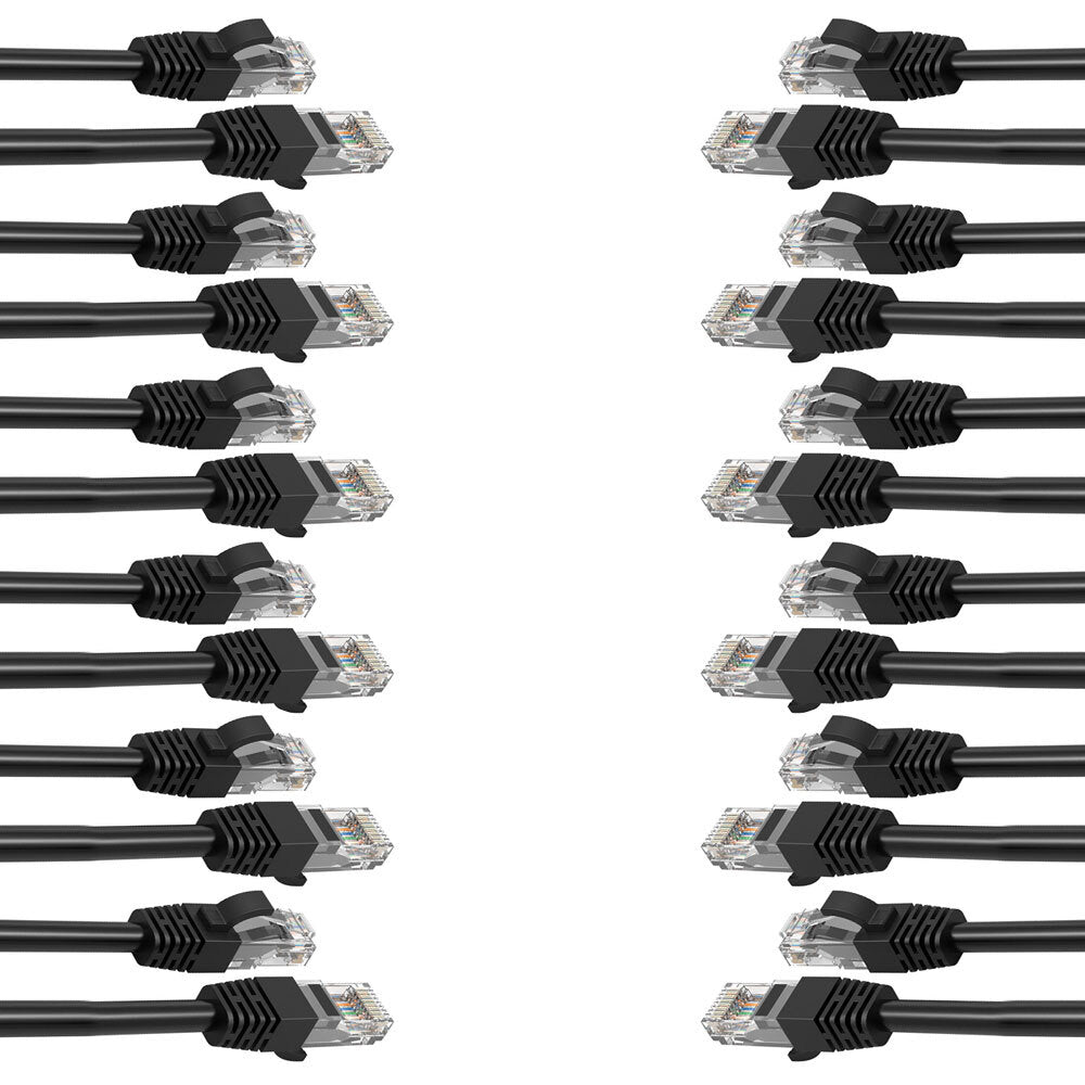 Cruxtec 1m CAT6/RJ45 Network Lead Cable LAN Ethernet Internet Router Cord BK (12 Pack)