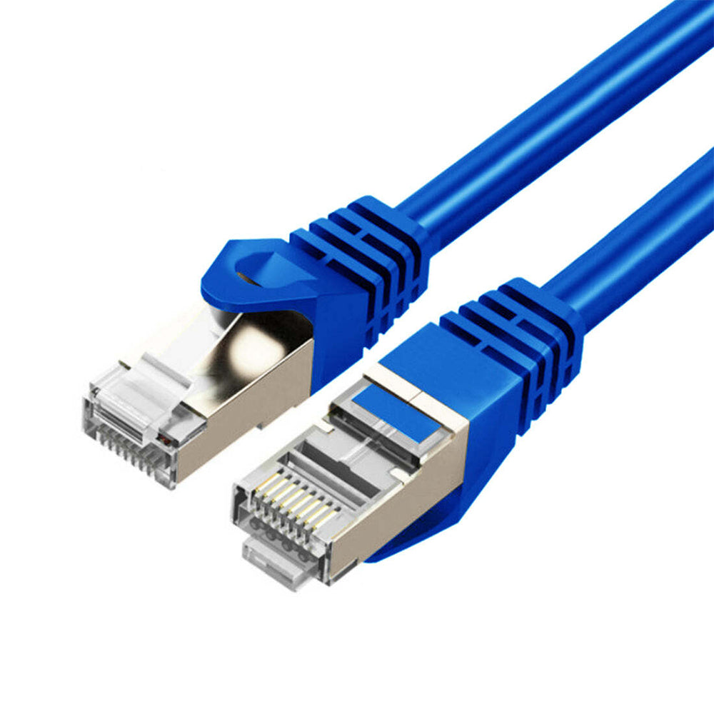 Cruxtec 50cm Cat7 RJ45 10GbE Sf/ftp Triple Shielding Ethernet Network Cable Blue