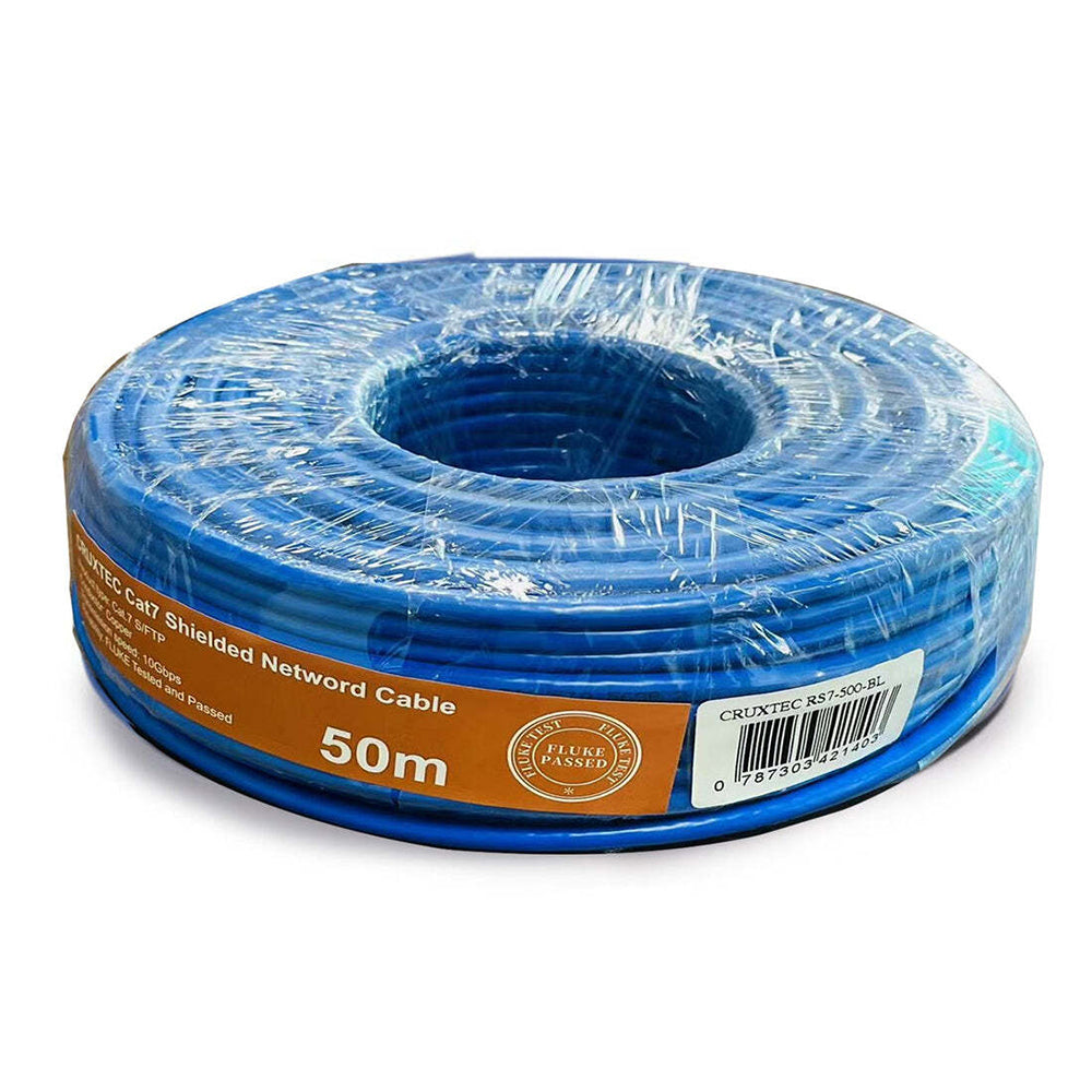 Cruxtec 50m Cat7 RJ45 10GbE Sf/ftp Triple Shielding Ethernet Network Cable Blue — image 5