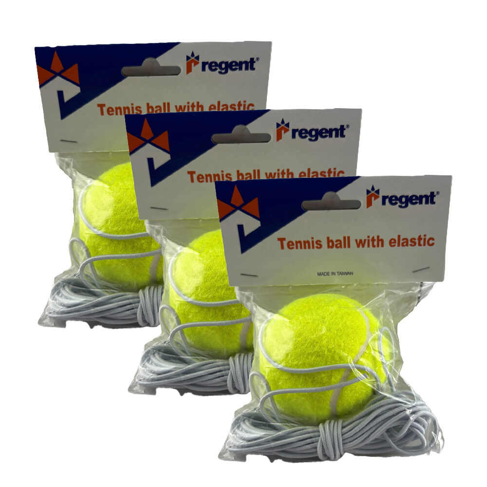 Regent Beginners Practise Tennis Ball on Elastic Rope Training Equipment (3 Pack)