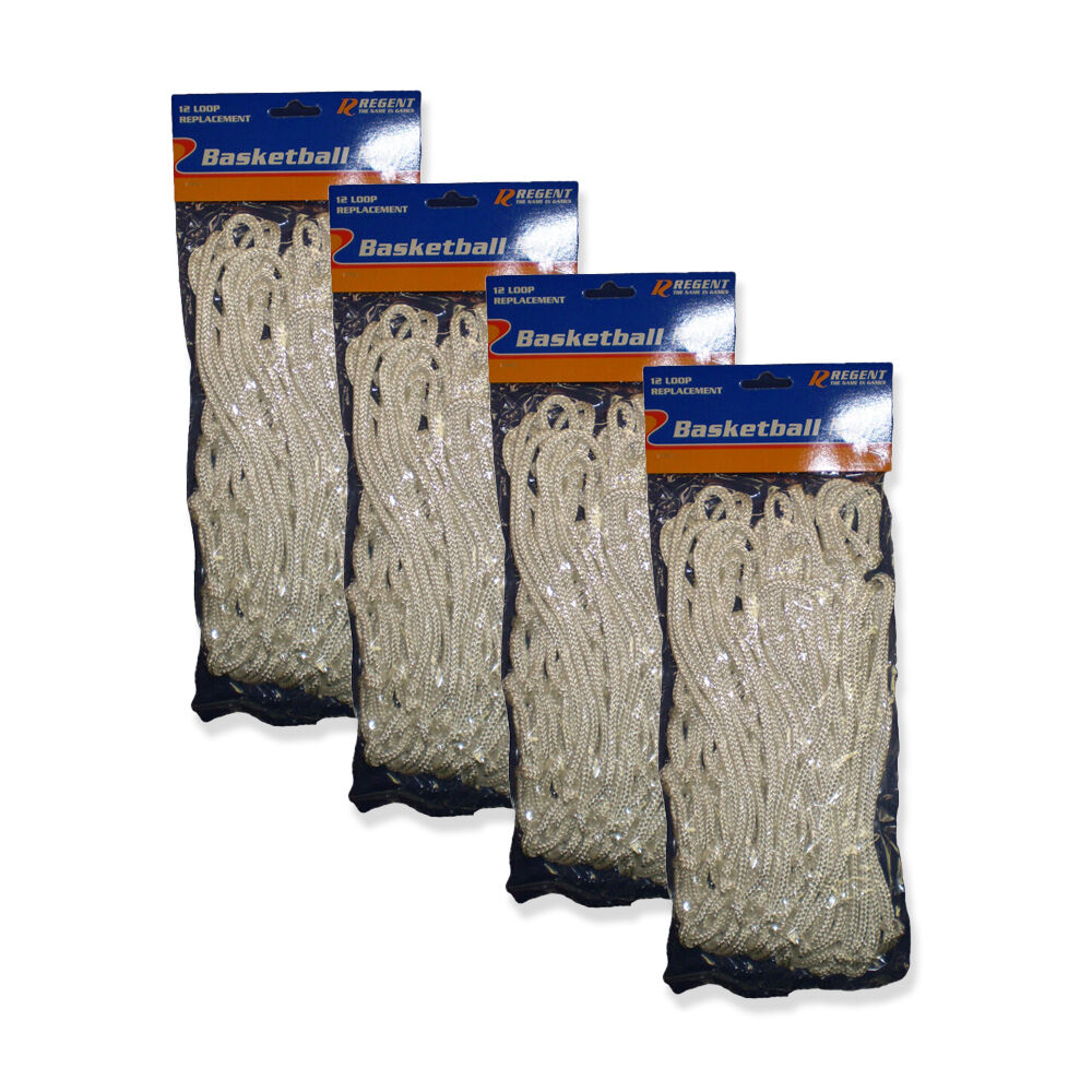 Regent Durable Official Regulation Sized Hoop Basketball Net White (4 Pack)