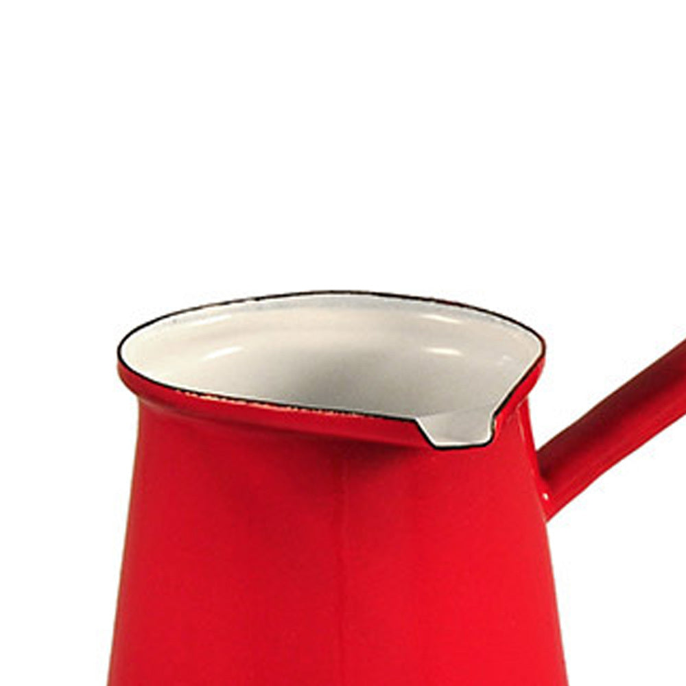 Urban Style Enamelware Urban Style 250ml Enamelware Turkish 5 Coffee Pot Chai Latte Warmer w/Handle Red — image 2